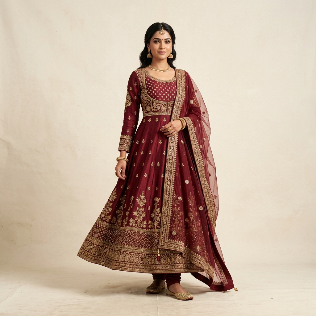 Maroon Anarkali